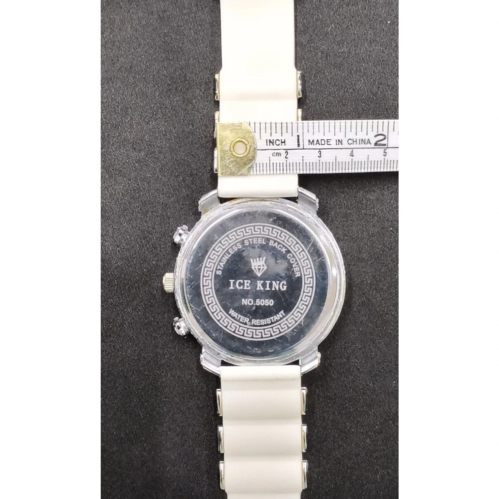 Ice King Quartz Analog Men's Watch Silver Jeweled Dial White Bling #W5147